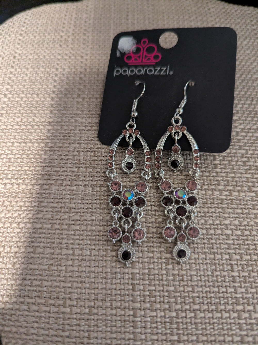 Paparazzi Pink Crystal Chandelier Drop Earrings